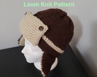 Trapper/Aviator Hat - Loom Knit Pattern (size: Toddler/Youth/XS-S Adult)
