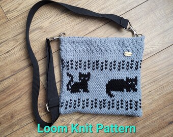 Cat Purse - Loom Knit PATTERN - Small Gauge Loom - DIGITAL DOWNLOAD