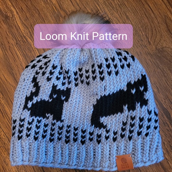 Adult Size Cat Hat - Loom Knit Pattern