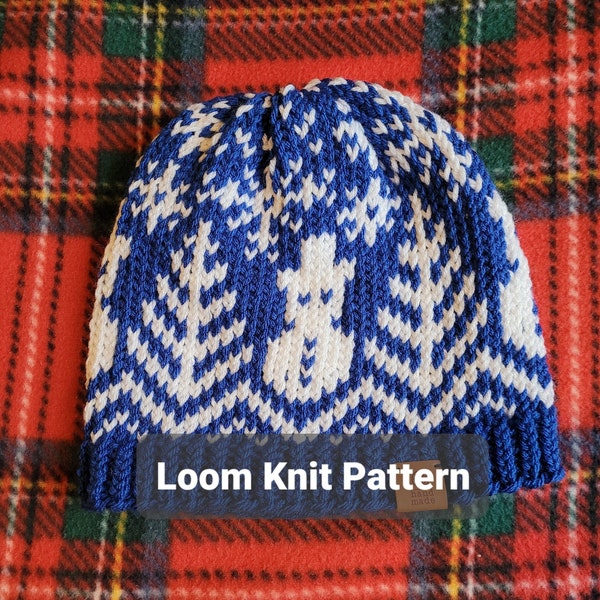 Snowman Hat - Loom Knit Pattern - Adult Size