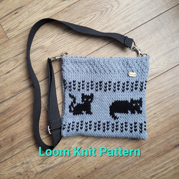 Cat Purse - Loom Knit PATTERN - Small Gauge Loom - DIGITAL DOWNLOAD