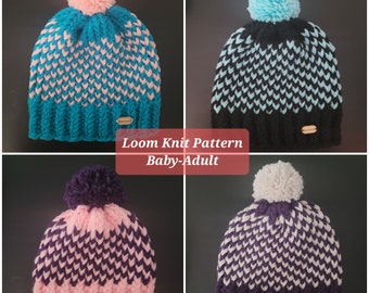 EASY Sweetheart Hat - Basic Loom knit pattern - Baby to Adult