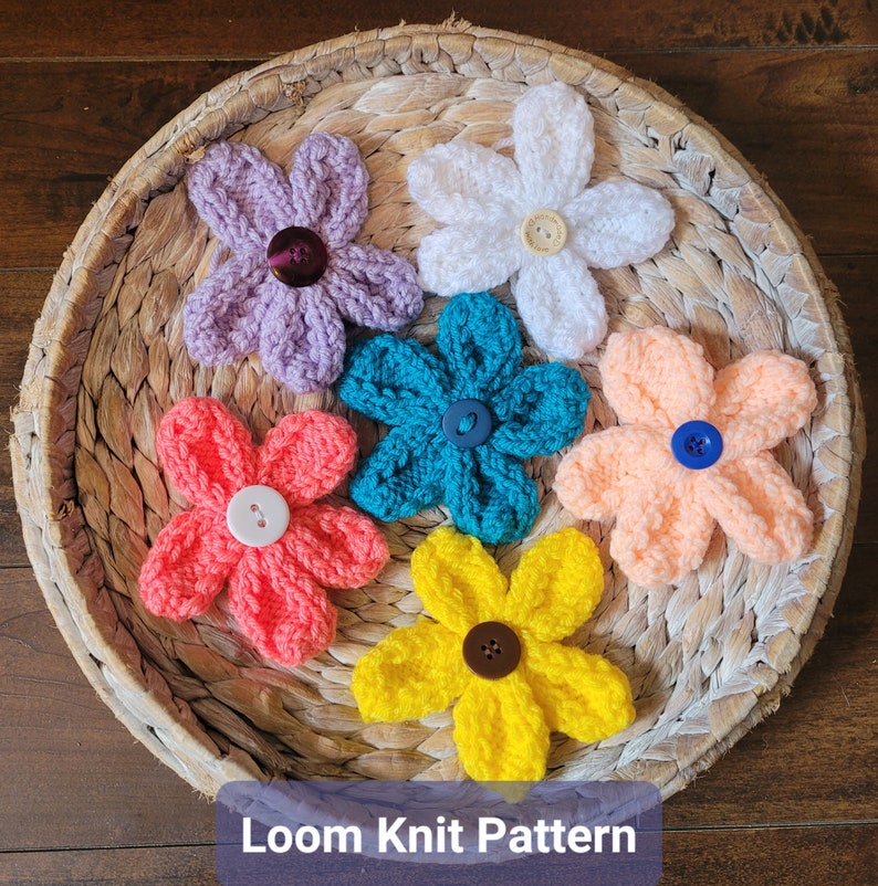 Loom Knit Flower Pattern Etsy