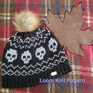 Gorro de calavera - Patrón de tejido en telar - Talla para adultos