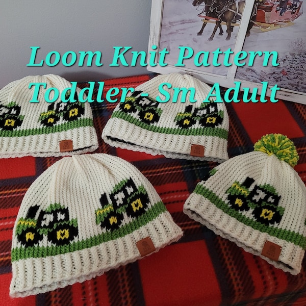 Tractor Hat - Toddler to Small Adult Size - Loom Knit PATTERN - DIGITAL DOWNLOAD