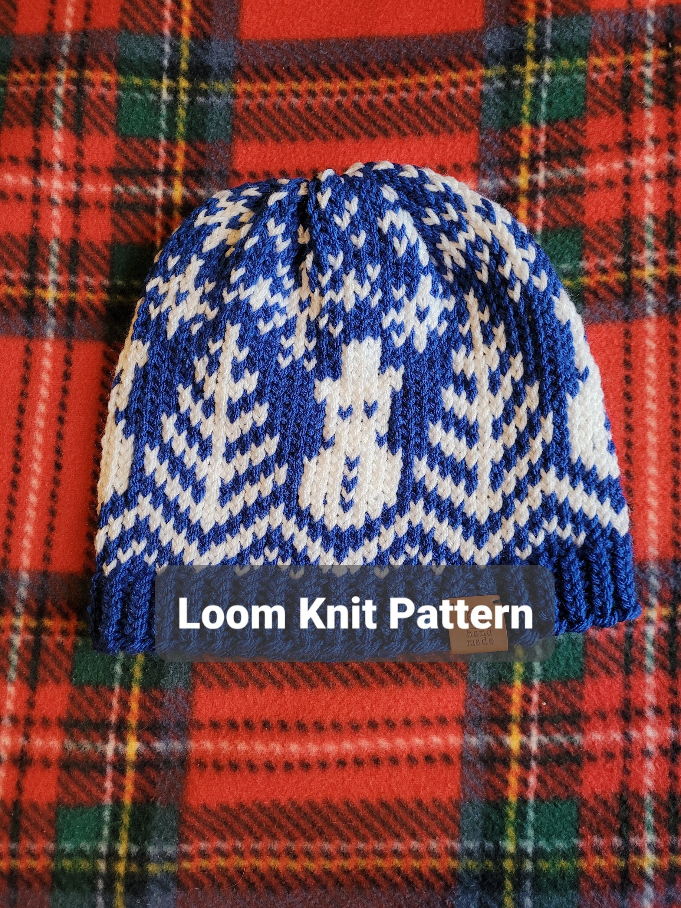 Squares Reversible Beanie -- a loom knit pattern
