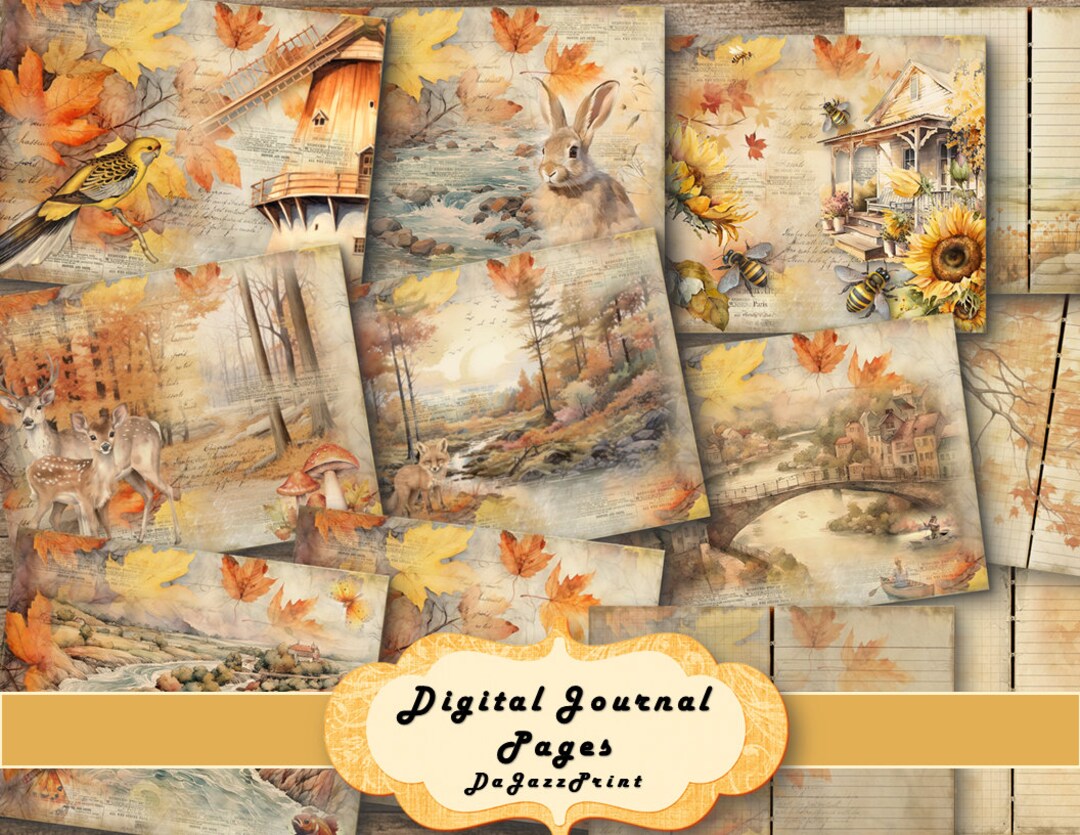 Autumn Junk Journal Pages, Fall, Woodland, Forest, Printable Paper ...