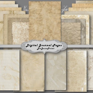 Antique Notebook, Paper Pack, junk journal, Neutral, Printable Paper, Old Paper, ephemera, Vintage Papers, Digital Download, Scrapbook Kits