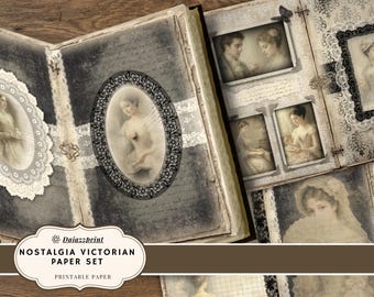 Papel victoriano nostálgico / Papeles de diario vintage / Imprimibles de efímeras antiguas / Kit de diario basura / Papel de álbum de recortes victoriano / Shabby