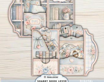 Shabby Book Lover | Vintage Library | Cottagecore Reading Journal | Printable Folio Kit