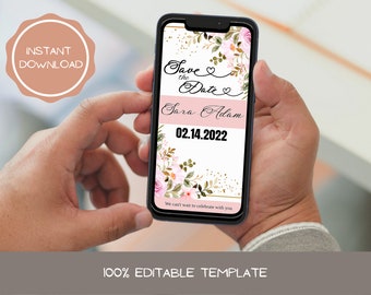 Electronic Save The Date, Electronic Invitation Template, Save The Date Ecard, Smartphone Invite, Digital Invite, Editable Template