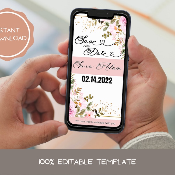 Electronic Save The Date, Electronic Invitation Template, Save The Date Ecard, Smartphone Invite, Digital Invite, Editable Template