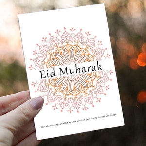 Cartão Eid Mubarak para impressão | 5 paletas de cores | Download digital de cartões islâmicos | Presentes Eid | Arte Islâmica Eid 5x7 pol.