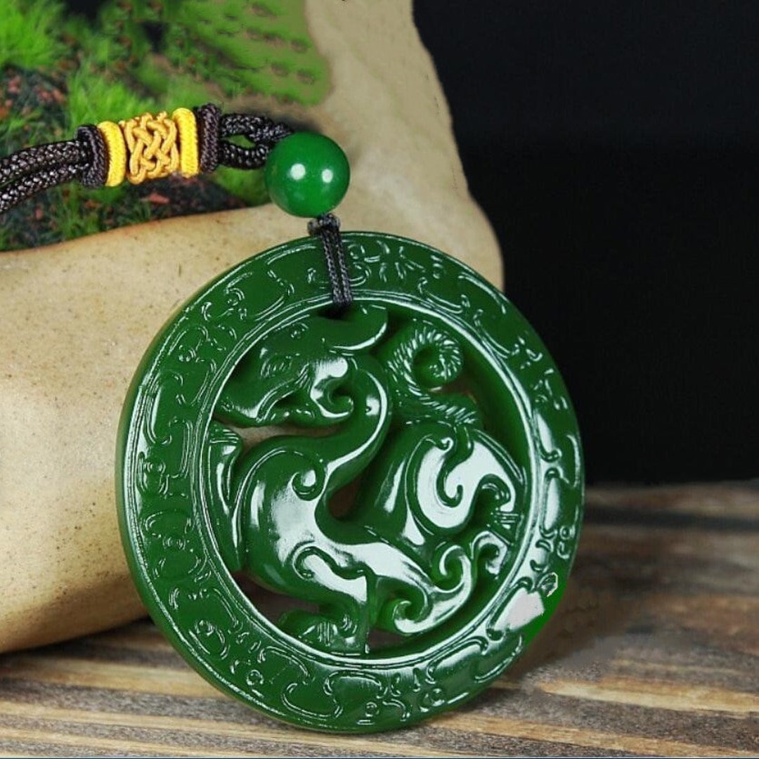 Green Jade Antique Dragon Jade Pendant Jewelry Lucky Exorcise - Etsy