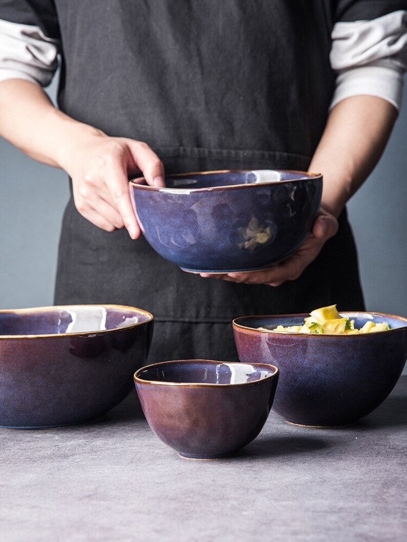 Household Bowl and Plate Combination Set Simple Retro Ceramic Etsy