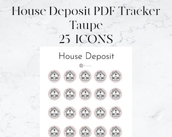 House Deposit Downpayment Tracker - printable. 25 Icons Taupe