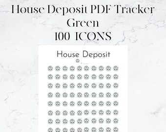 House Deposit Downpayment Tracker - printable. 100 Icons Green