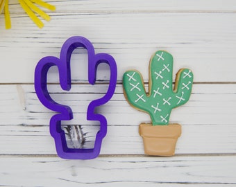 Cactus Cookie Cutter - Cactus in a Pot Cookie Cutter / Fondant / Clay