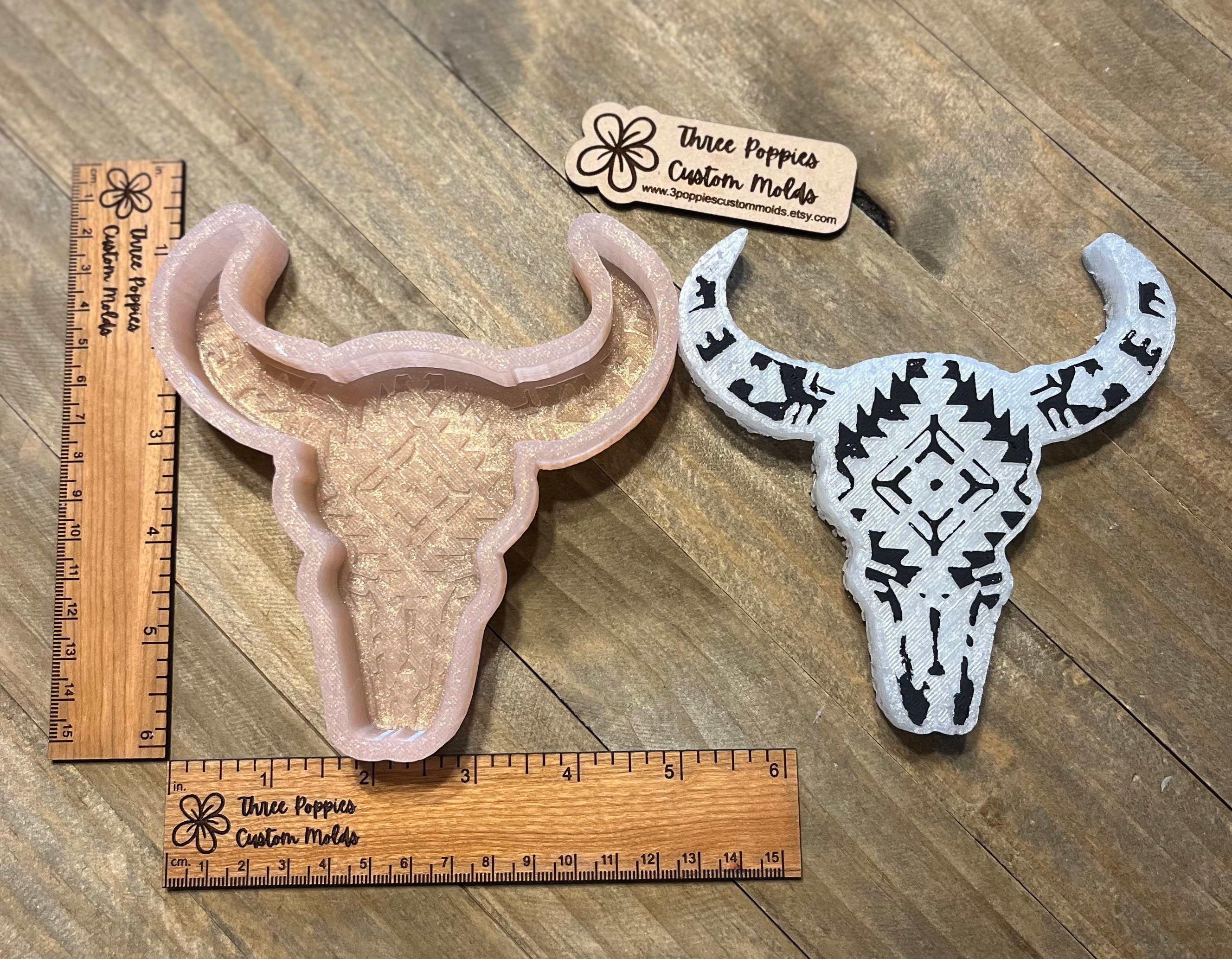6 Longhorn Freshie Mold Silicone Tray Bulk Wholesale 11.25 Wide x 8 Long  x 1 Deep Multiple Mold for Freshies, Epoxy, Soap Aztec Bull Skull Clear  Freshie Heat Resistant Aroma Unscented Beads 
