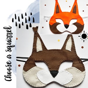 Squirrel mask for kids and adults, felt squirrel party or Halloween carnival mask