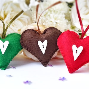 Heart ornament with a wooden heart, Valentine&#39;s day decor, Christmas tree decor, Wedding love ornament