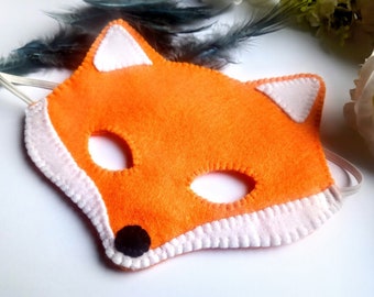 Fox felt party mask for kids, carnival or Halloween dress up mask orange fox