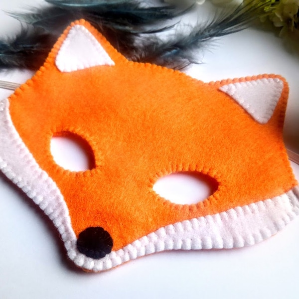 Fox felt party mask for kids, carnival or Halloween dress up mask orange fox