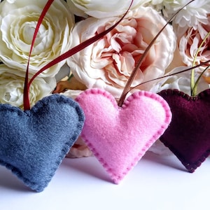 Felt colored heart ornament, Valentine&#39;s day decor, Christmas tree decor, Wedding love ornament