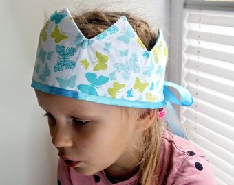 Butterfly Birthday Crown: Cotton Fabric Party Princess Crown