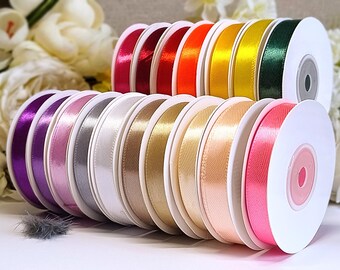 Rouleau de ruban satiné : polyester simple face 12 mm, 23 m