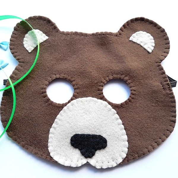 Bear party mask for kids, carnival brown bear mask or Halloween dress up costume