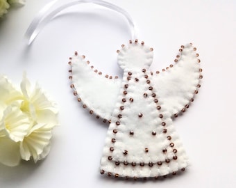 Adorno navideño de ángel de fieltro: decoración navideña con cuentas