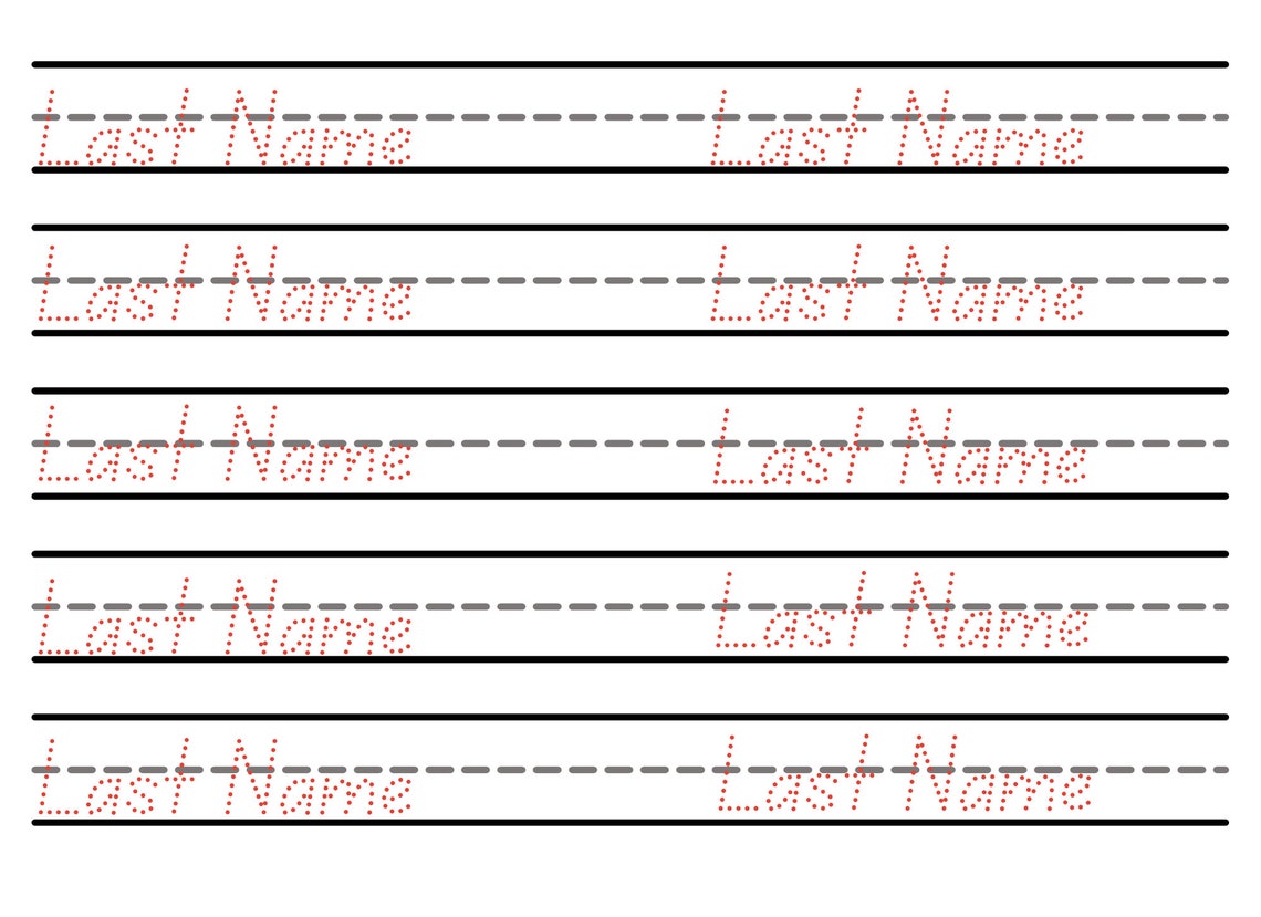 Printable kids first middle last name tracing worksheet etsy uk