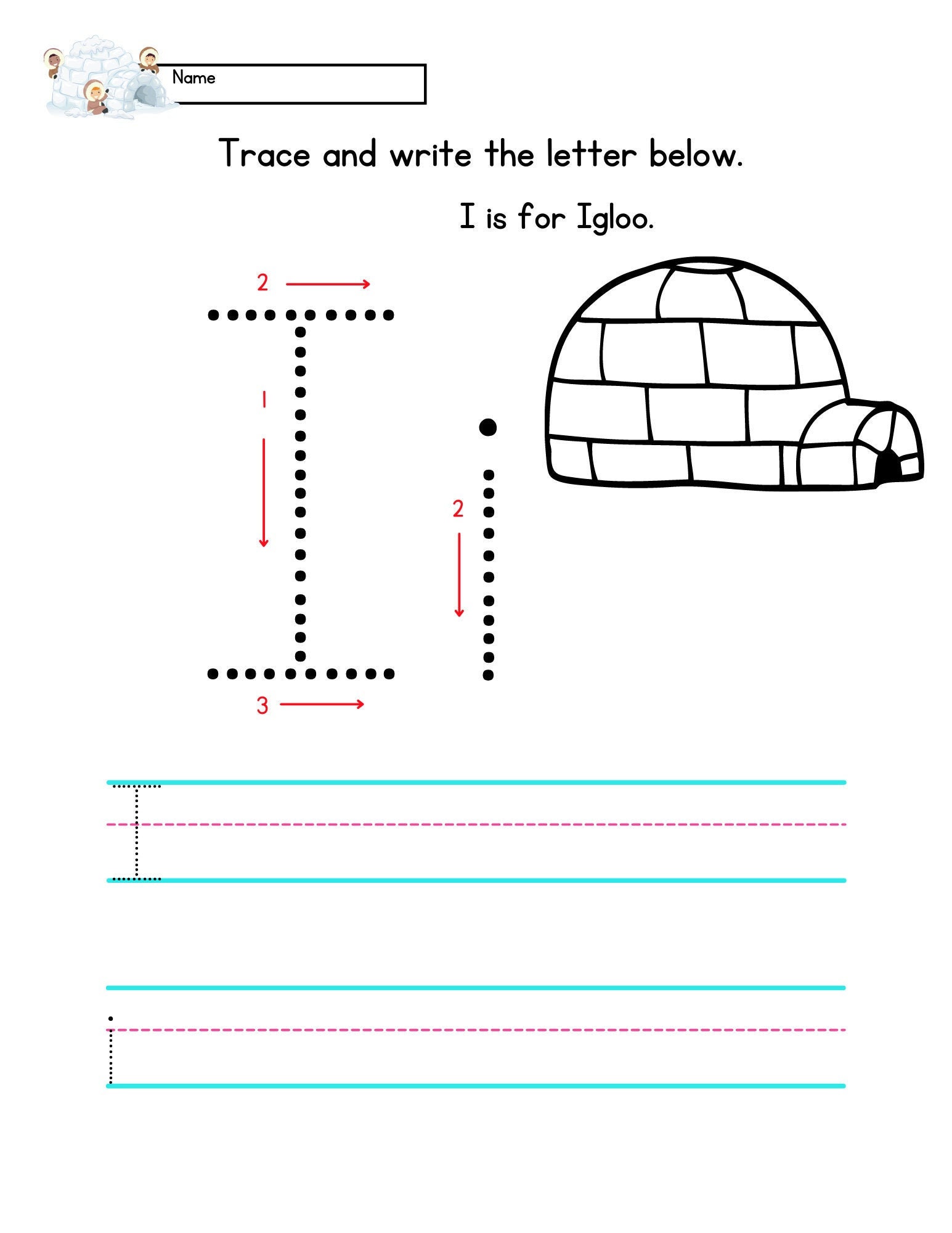 Trace the Letter Ii Worksheet  Etsy