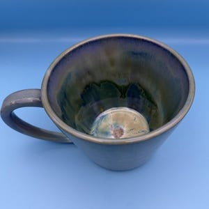Handmade Frog Cup – Layered Green Glazes, Wheel Thrown with Drippy Bottom and Secret Frog Friend