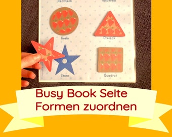 Formen Mini Zuordnungsspiel Sortierspiel Busy Book Seite Kleinkind Klett Mappe Download digital pdf Datei Aktivitätenheft Quiet Book deutsch