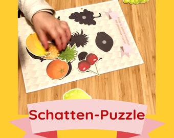 Sorting game shadow puzzle fruit PDF instant download print for busy quiet book folder souvenir mini gift children's jigsaw puzzle DIY