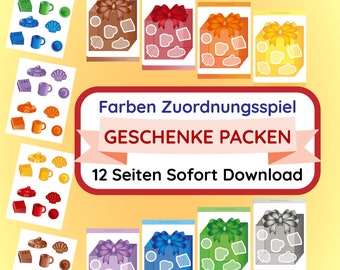 Sortierspiel Farben 8 Pakete füllen Legespiel Puzzle Mitbringsel Regenbogen PDF Sofort Download Druck Klett Busy Quiet Book Deutsch Kinder