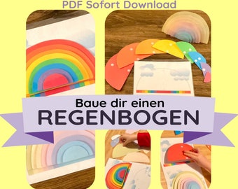 REGENBOGEN PUZZLE PDF Datei Download Ausdrucken Legespiel Sortierspiel Farben Pastell Montessori Mitbringsel Kleinigkeit Kinder Kleinkind