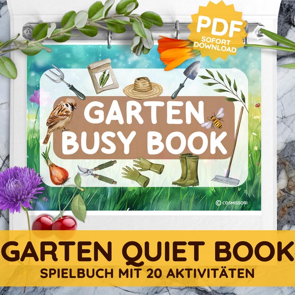 QUIET BOOK GARDEN playbook Montessori sorting game activity busy book watercolor weather nature printable pdf toddler child gift german