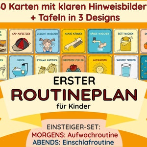 Erste Routinetafel Basic Einsteiger Kinder Routineplaner Tagesplaner PDF Download deutsch Montessori Mein Tag Routine Abend Morgens DIY