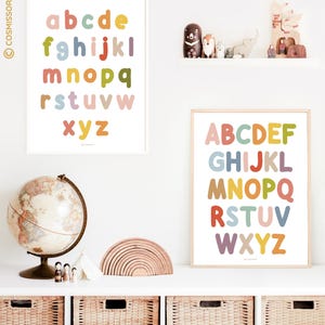 Conjunto de pósteres con letras mayúsculas y minúsculas del alfabeto bohemio, decoración artística para guardería, imprimible, regalo alemán para bebé, niño pequeño, bricolaje, JPEG