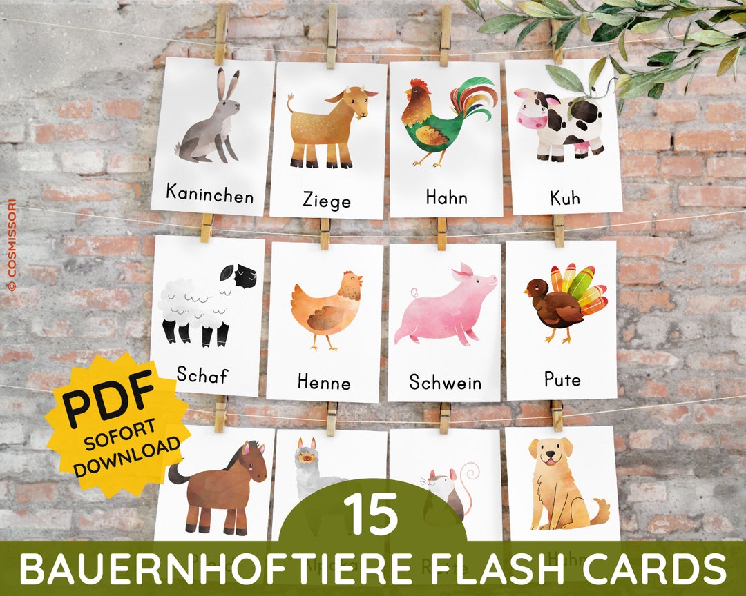 Farm Animals Flash Cards Montessori Cards Printable Card Set PDF ...