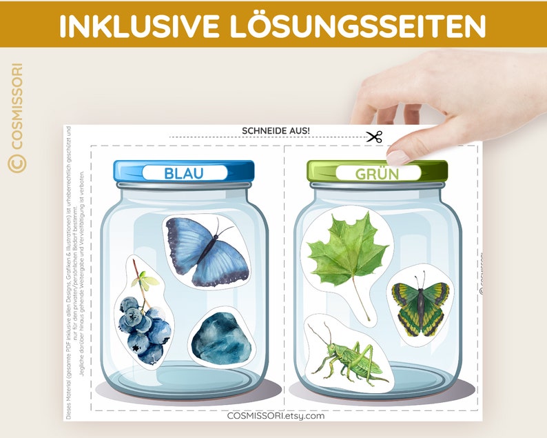 12 Farben Sortierspiel Schätze der Natur Montessori Sortiergläser DIY Spiel PDF Vorlage zum Ausdrucken Kleinkind Geschenk Kind Kindergarten Bild 5
