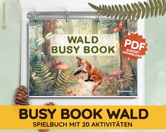 QUIET BOOK WALD Spielbuch Montessori Sortierspiel Aktivität Busy Book Aquarell Waldtiere Natur druckbare Pdf Kleinkind Kind Geschenk deutsch