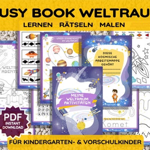 Książka „Kosmiczne aktywności”: Zajęcia w kosmosie w formacie PDF – do pobrania i wydrukowania – przedszkole, przedszkole, dziecko, kosmos, planety, Montessori, prezent DIY