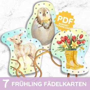 PRIMAVERA enhebrar imágenes tarjetas de cordones tarjetas cordones primer enhebrado costura Montessori niño cordón tarjeta enhebrado tarjeta niño alemán DIY juguete