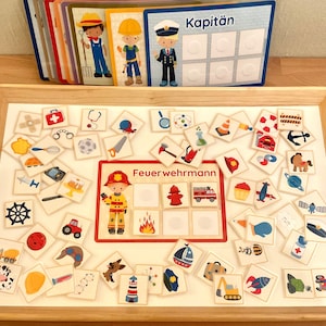 Occupations & Characteristics Picture Cards Montessori Sorting Game Toddler Learning Game PDF DIY Toys Kindergarten Kita Tiling Game Worksheet German image 6