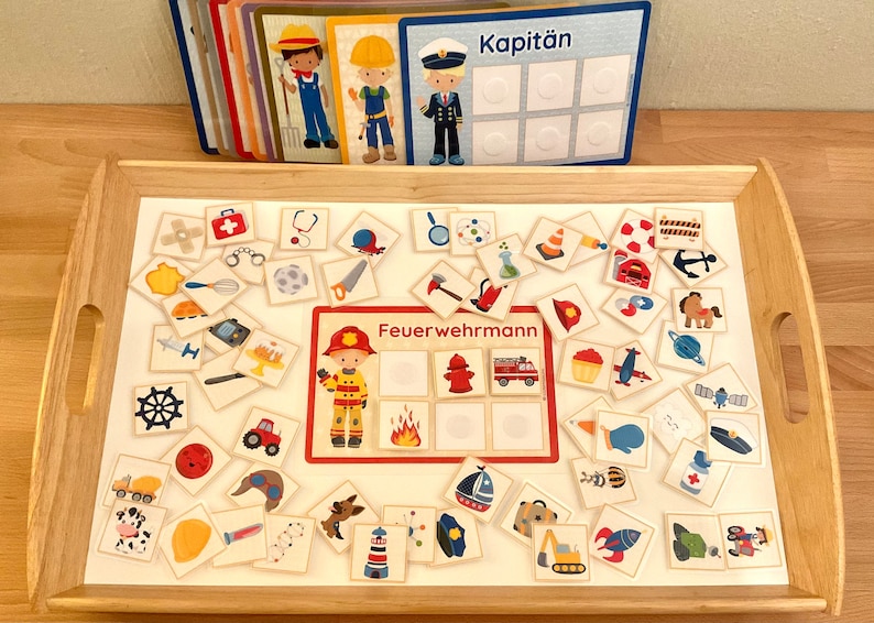 Occupations & Characteristics Picture Cards Montessori Sorting Game Toddler Learning Game PDF DIY Toys Kindergarten Kita Tiling Game Worksheet German image 6