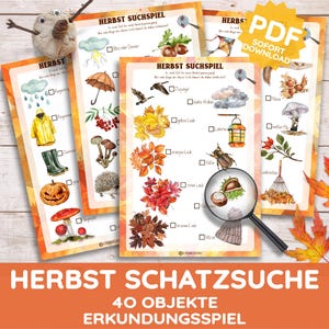 AUTUMN Treasure Hunt Walk Search Game Nature Explorer Game Montessori PDF Child Toddler School Child Scavenger Hunt Template Object Search